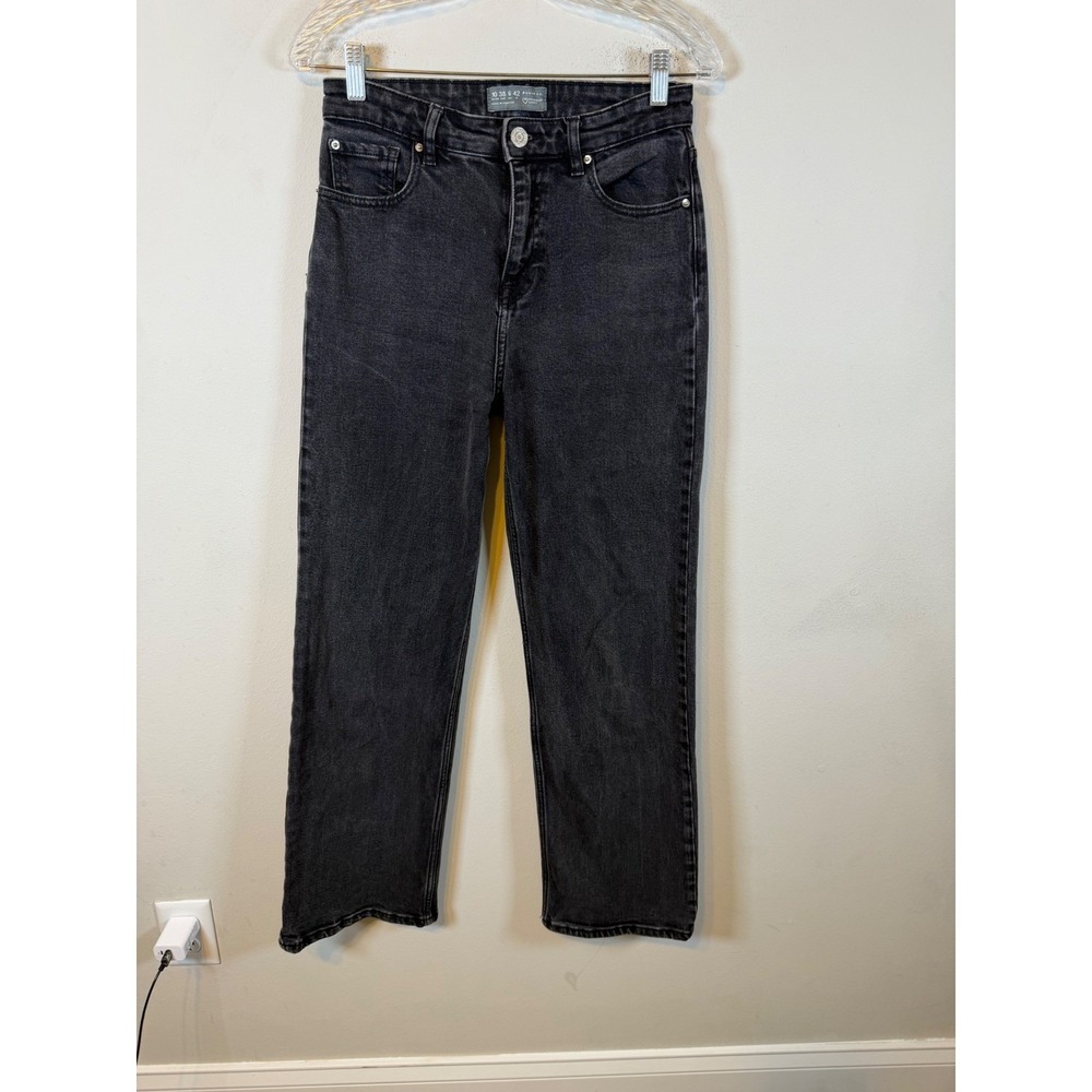 Primark Women Straight Leg Jeans High Rise Faded Black Size 6